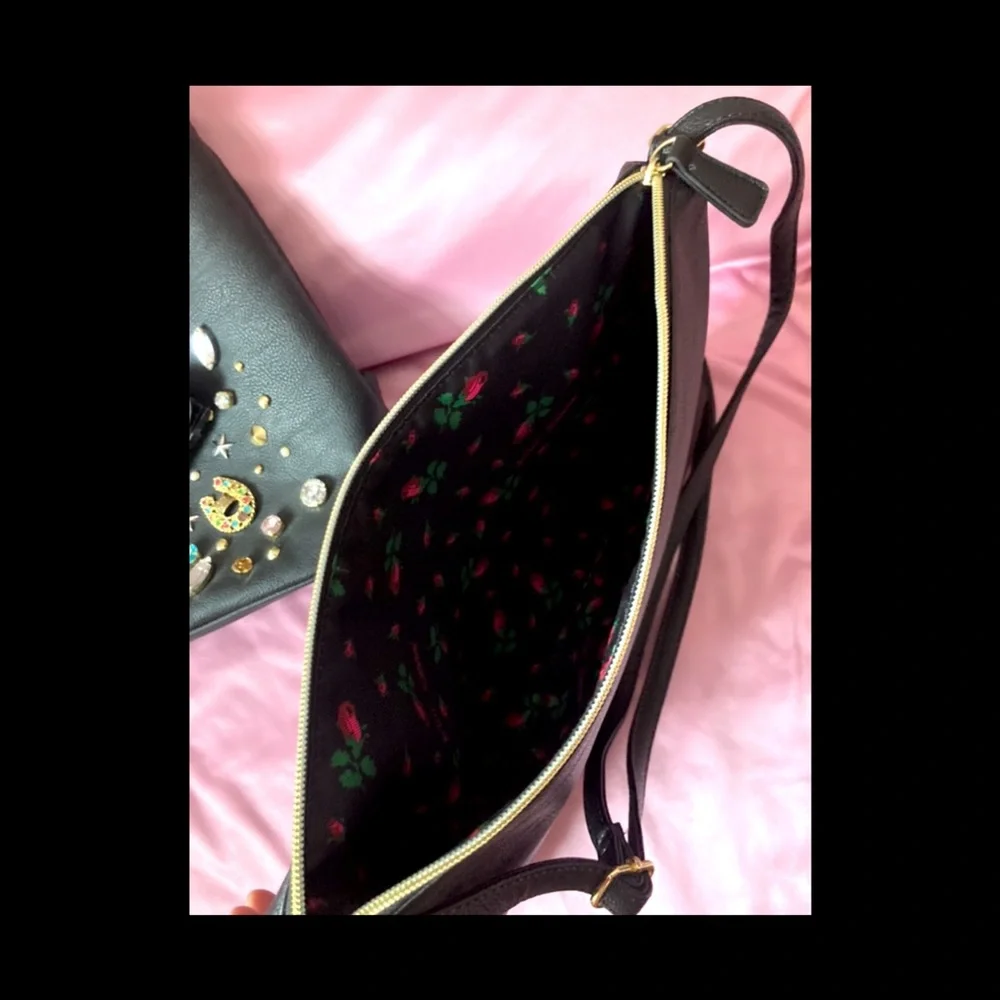 Betsy Johnson Large Black Studded Pins Tote w/ Small Crossbody. NWT! - Picture 15 of 16